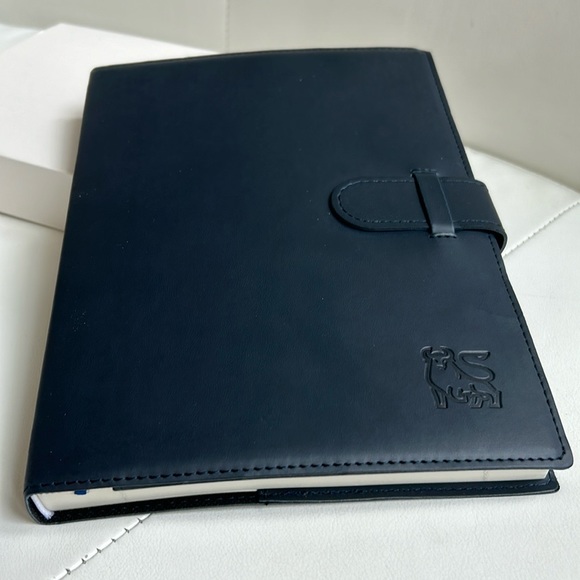 Merrill Bull Logo Navy Blue Leather Journal Book/ Notebook - Picture 4 of 6